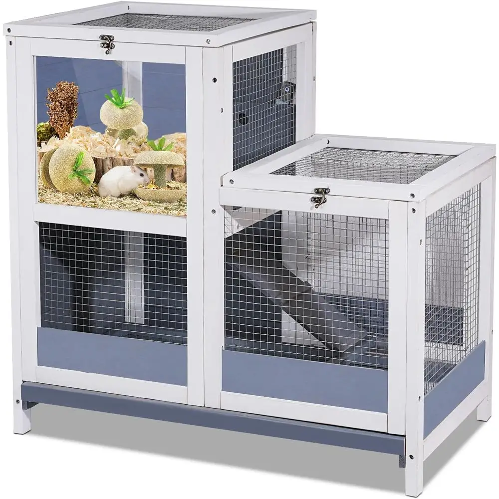 

Деревянные клетки для морских свинок 2-SGuinea Pig Cages, вольеры для кроликов и хомяков с открывающимися дверцами, съемным поддоном и широким входом, убежища для мелких животных