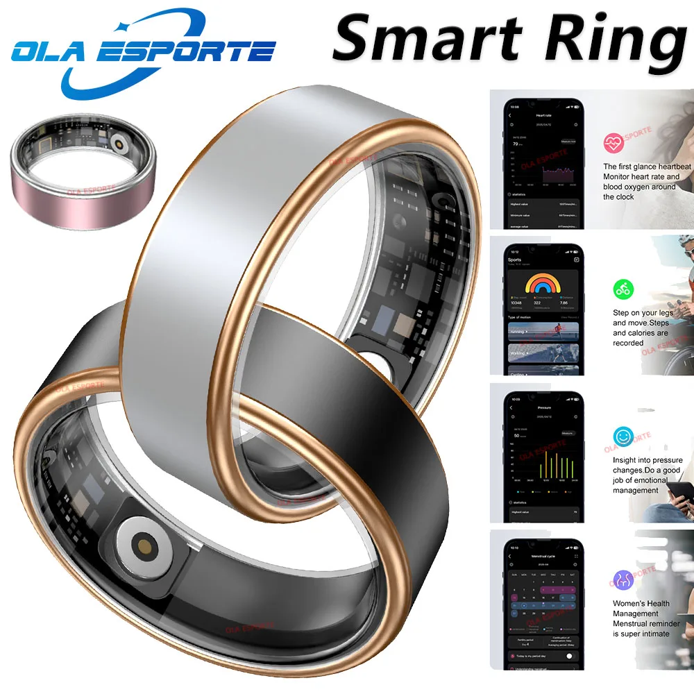 

Fashion Smart Ring for Men Women, Health and Sleep Monitor, 5ATM Waterproof, Multi-sport Mode, Camera Control Smartring 2025 New