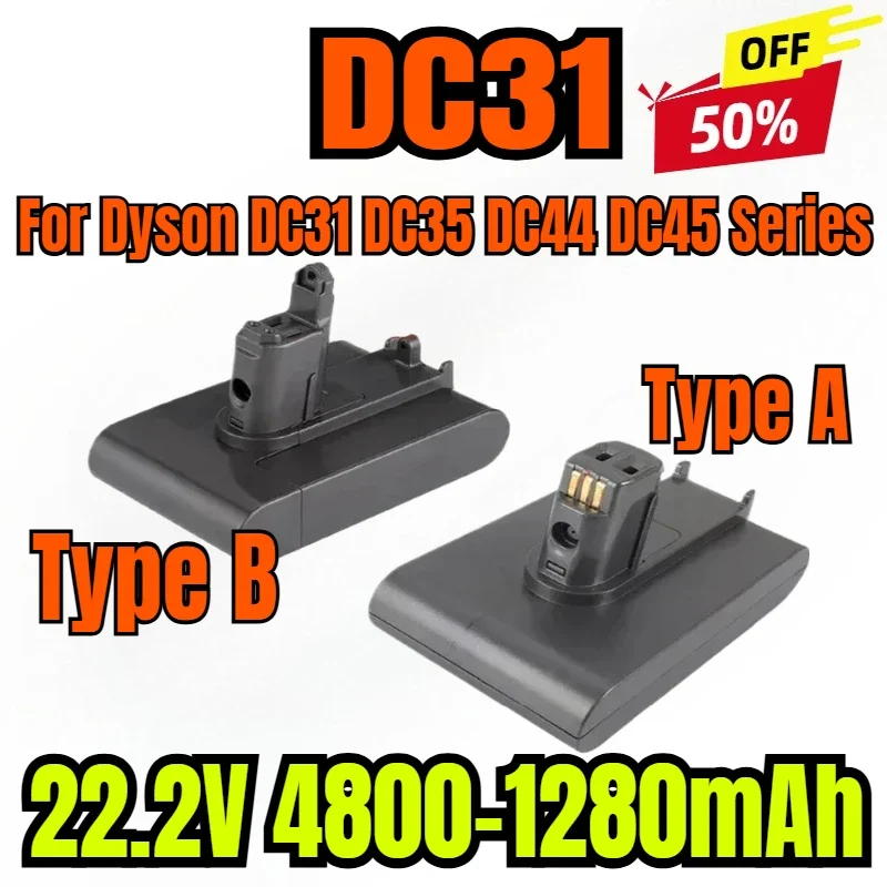 

For Dyson 22.2V 2000mAh Fit TypeA or B Li-ion Vacuum Battery for Dyson DC31 DC35 DC44 DC45 Series