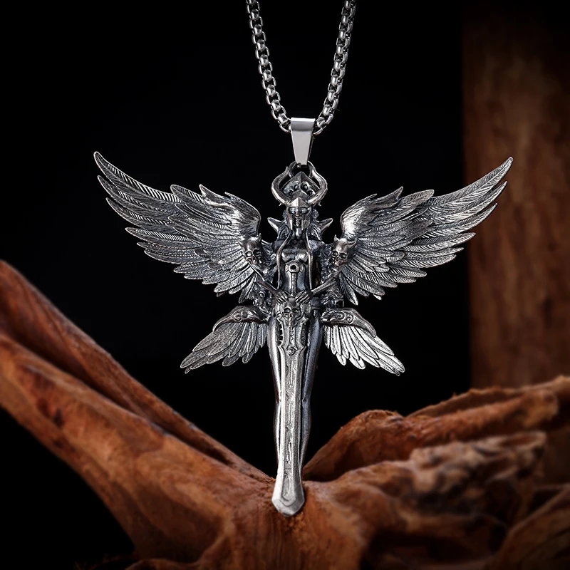 Fashionable Wings Angel Pendant Necklace Men Women Trendy Cool Jewelry