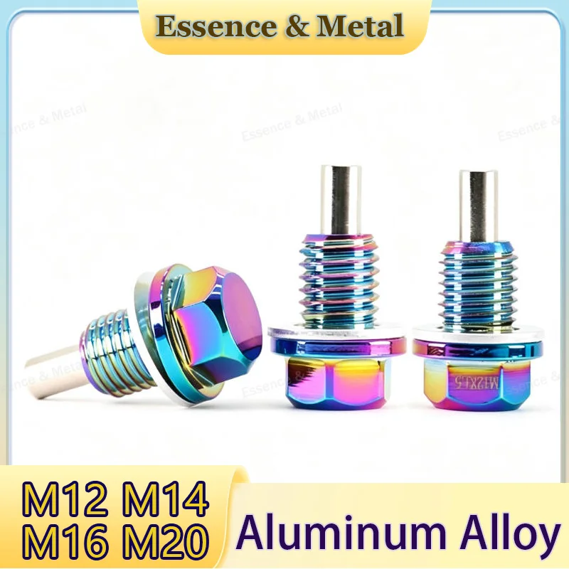 1/3/5PCS Aluminum Magnetic Oil Pan Bolt M12 M14 M16 M20 Oil Pan Drain Bolt Nut Magnetic Drain Plug Thread Pitch: 1.25/1.5/1.75mm