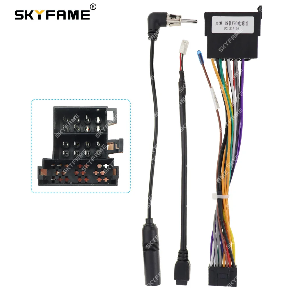 SKYFAME Car 16pin Wiring Harness Adapter For Maxus V90 2019 Android Radio Power Cable