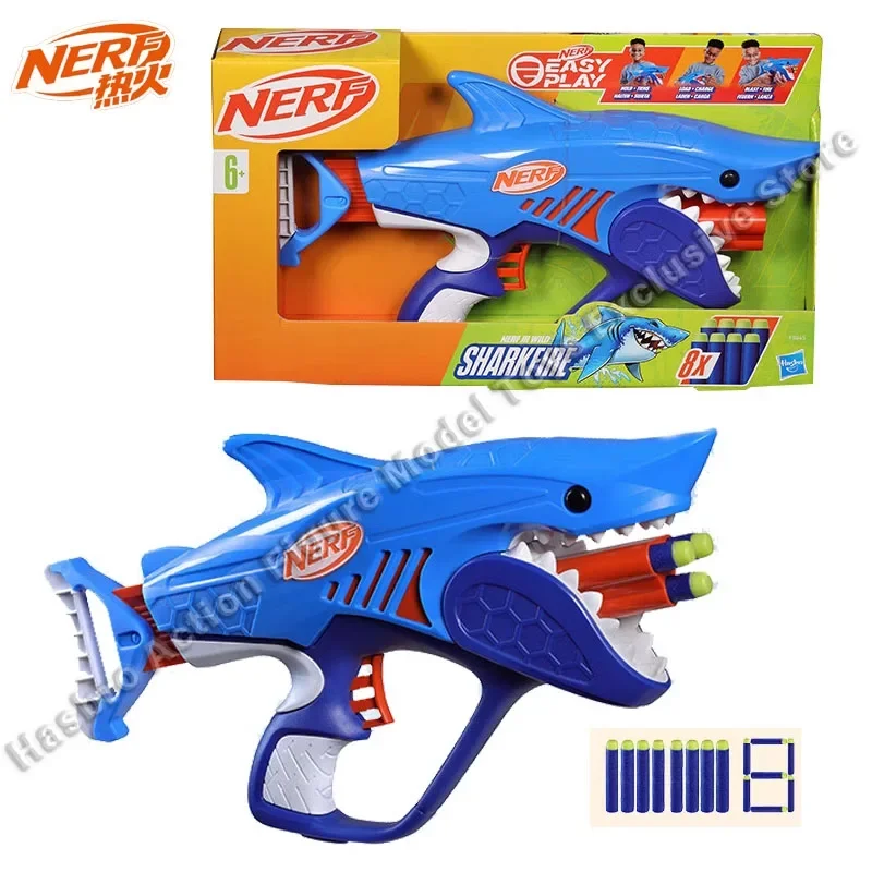 In Stock Hasbro NERF Shark Launcher Children's Outdoor Toy Gun Gun with Soft Bullets New Year Gift