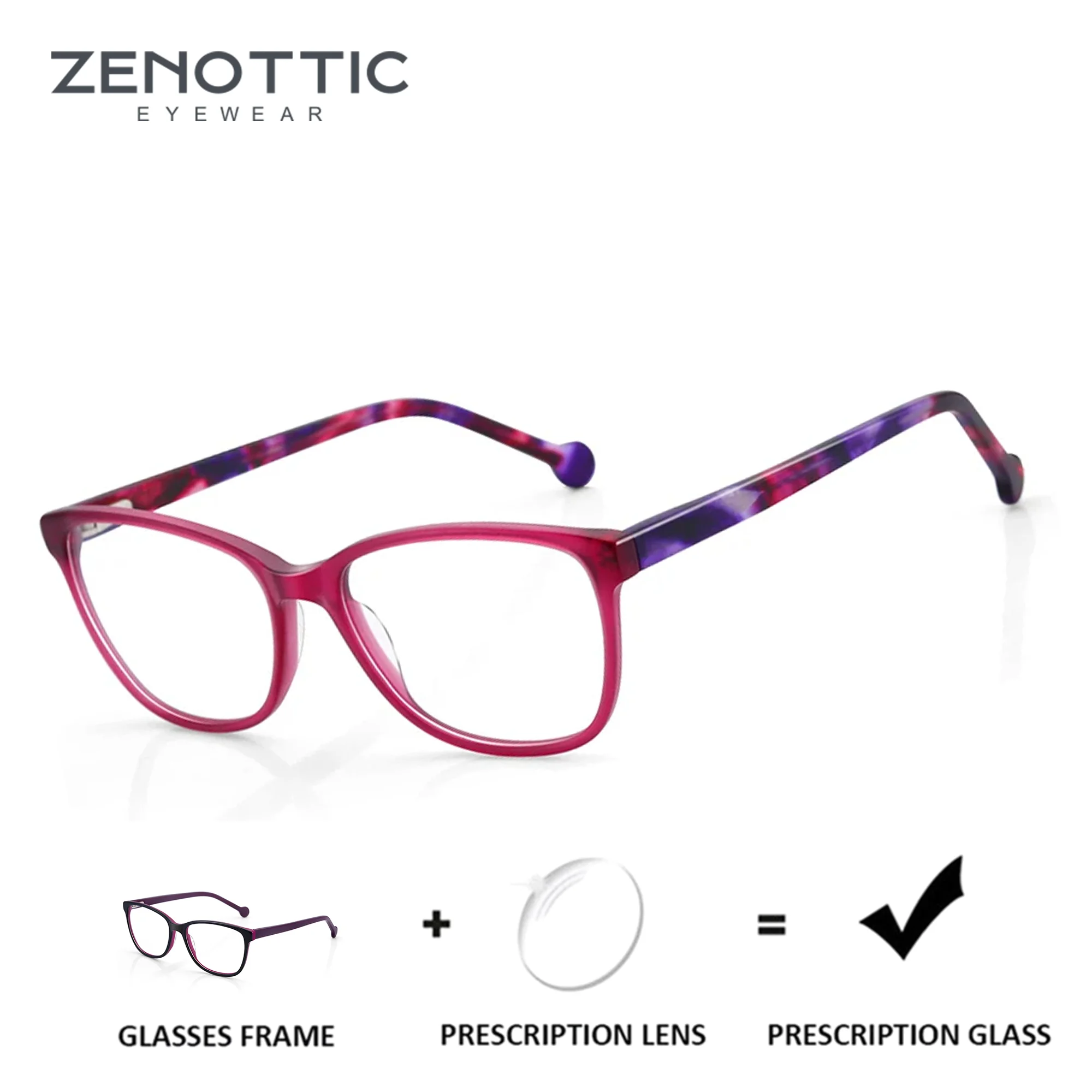 

ZENOTTIC Women Square Prescription Glasses Acetate Frame Photochromic Progressive Lenses For Myopia And Reading