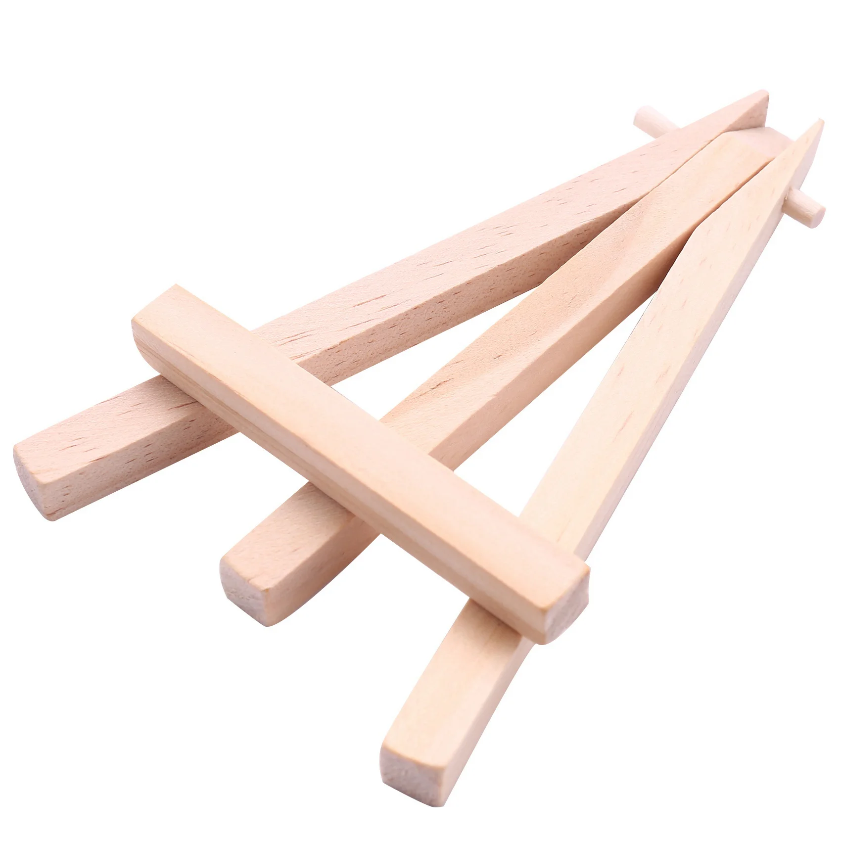 

A53M New 12 Pack 5 Inch Mini Wood Display Easel Natural Wooden Tripod Holder Stand For Displaying Small Canvases And Photos