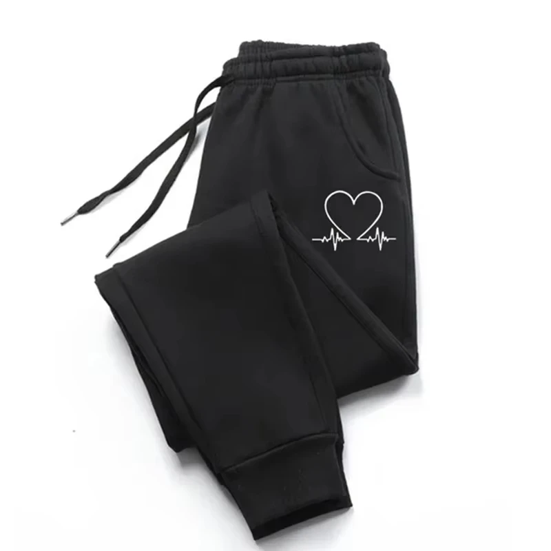 new men Heart Printed Sweatpants Luxury Long Pants Jogger Trousers Casual Sports Fitness Solid Versatile Pants Women Sweat Pants