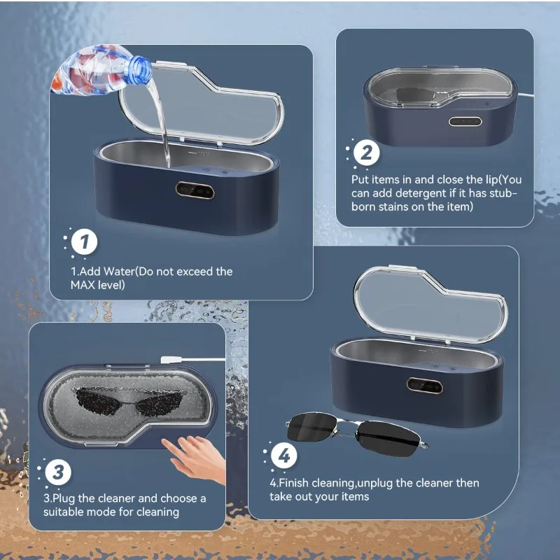 보석 청소 기계, 450ml 보석 클리너, 4가지 시간 설정 45KHz, 보석, 안경, 시계, 은, 반지, 목걸이, 동전용