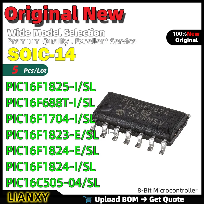 5Pcs Soic-14 Pic16F… - image
