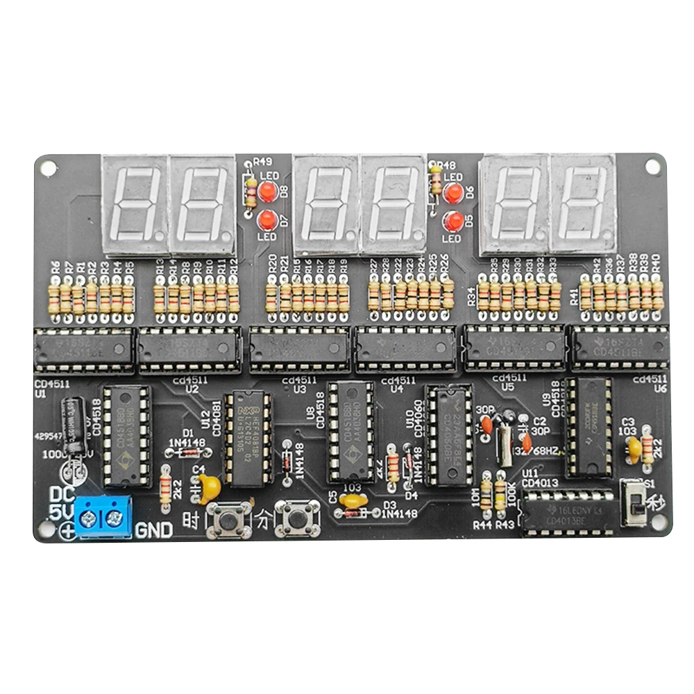 DC 4.5V-5.5V 6-bit Digitale Circuit Klok Kit Elektronische Klok Onderwijs En Training Lassen Productie Diy Kit