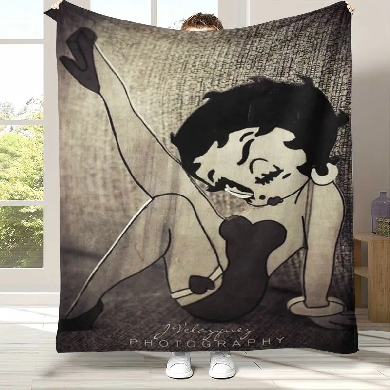 Cute B-Betty Girl B-Boop Cartoon Soft Flannel Throw Blanket,Cozy Blanket for Bed,Sofa,Living Room,Picnic,Camping,Home Decor,Gift