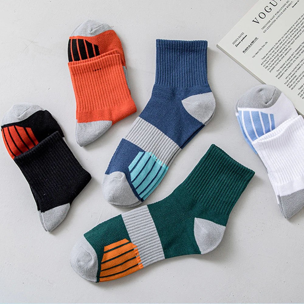 HSS-Chaussettes de sport en coton biologique pour hommes, respirantes, séchage rapide, basket-ball, course à pied, fitness, grande taille, été, lot