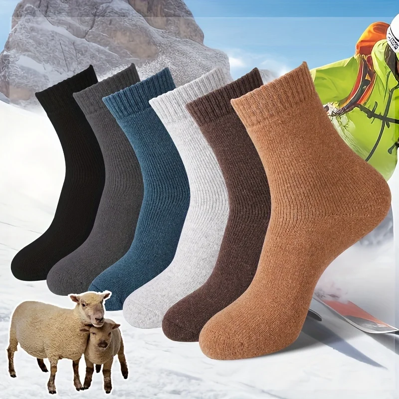 

6 пар толстых зимних удобных рабочих носков для экипажа, мужские уютные мягкие однотонные носки для ботинок, женские зимние повседневные носки с плюшевой подкладкой