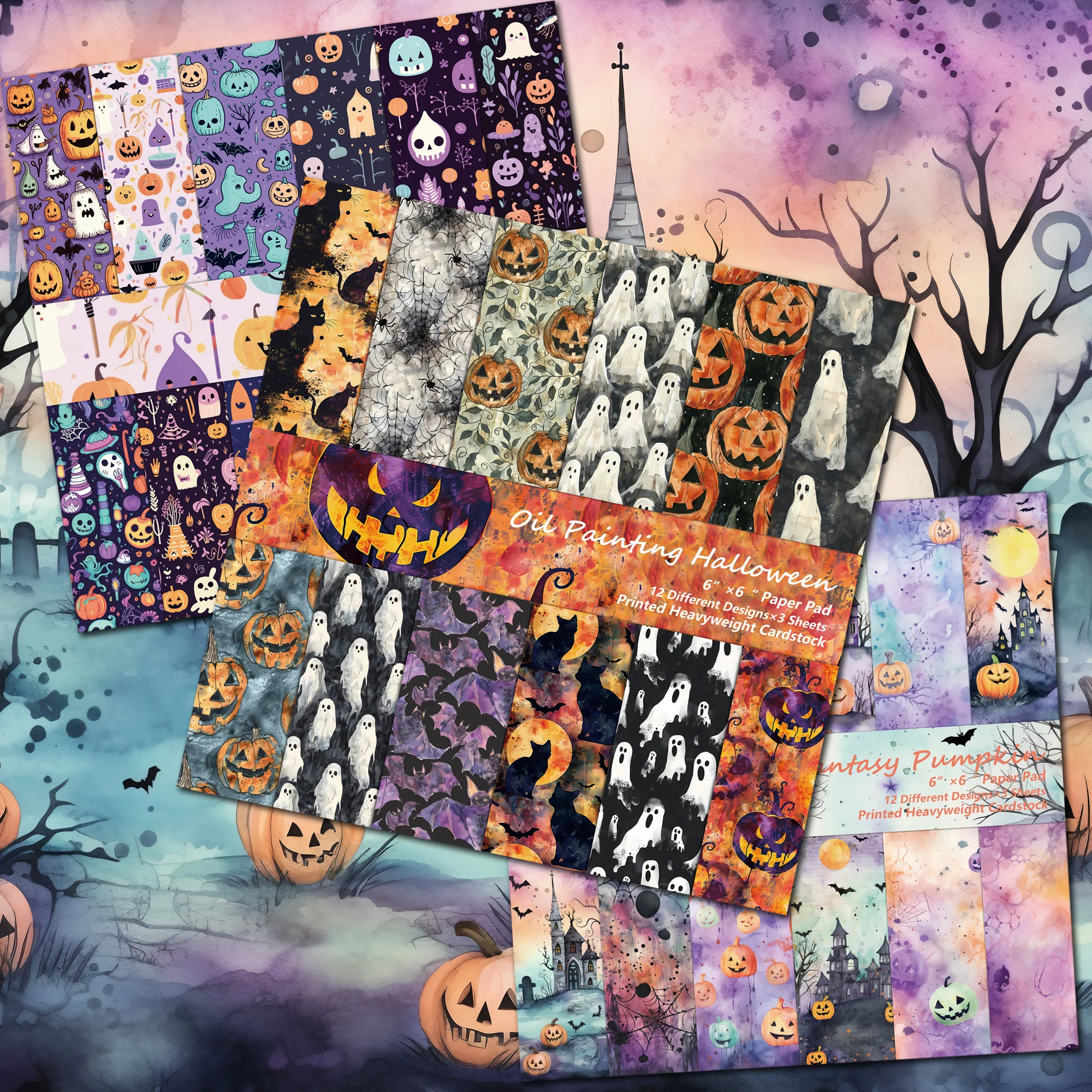 

36sheets Writable Watercolor Halloween Scrapbook Paper Pads,Perfect for Arts Crafts,Journal Supplies,Arts Crafts,Scrapbooking