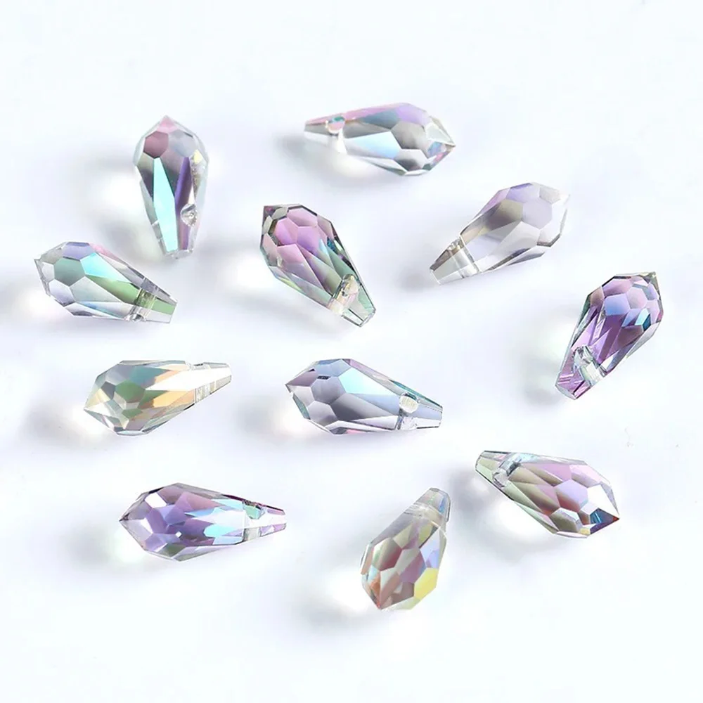 70Pcs 6.5x13MM Teardrop Glass Bead Transparent Crystal Beads Water Drop Loose Pendants Beads Jewekry Accessories