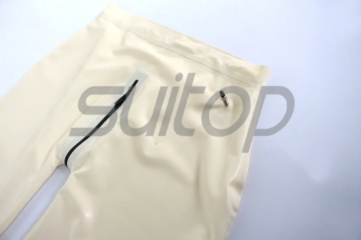 

100% handmade latex panti hose rubber latex trousers inflatable with crotch zip