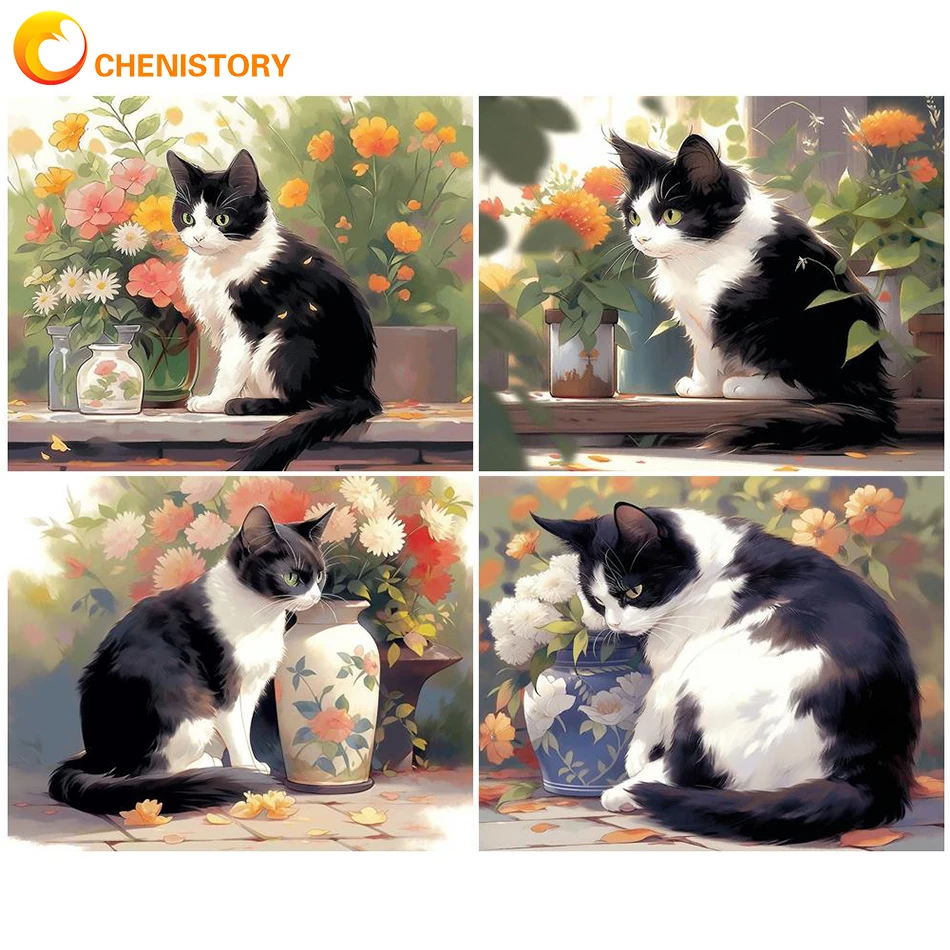 

CHENISTORY Paint By Numbers Cat Frameless Acrylic Paints Animal DIY Craft For Home Decoration Artwork Coloring By Numbers Gift