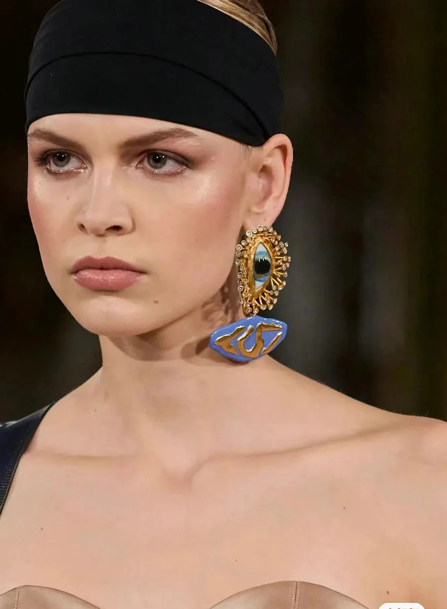 Schiapally retro personality Devil's Eyes Earrings Punk Face collection copper alloy gold plated jewelry