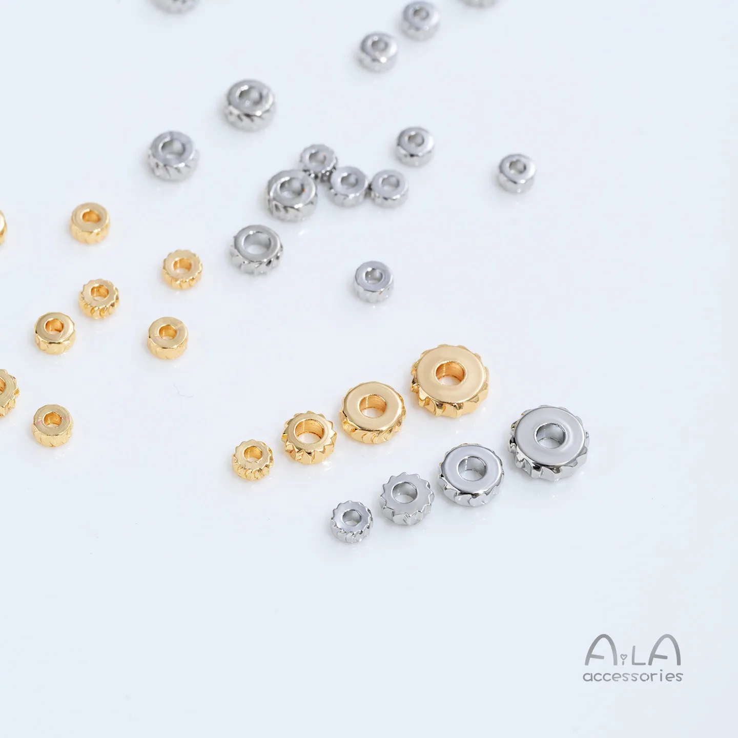 Color Retention Brass 14K Gold Filled Large Hole Gear Spacer Beads DIY Crystal Pearl Bracelet Necklace Jewelry Findings