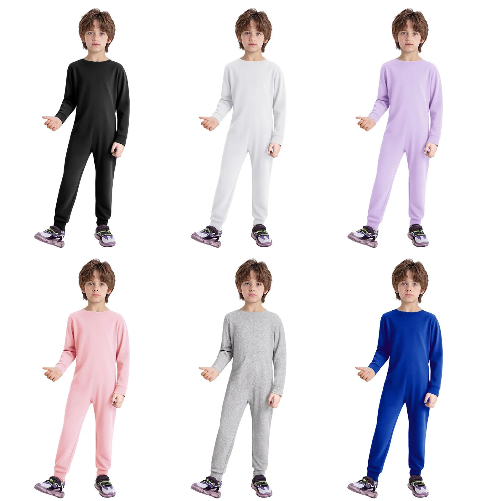 

Unisex Kids Special Needs Adaptive Clothing Round Neck Long Sleeve One Piece Cotton Gymnastics Jumpsuit for Daily Casual Wear
