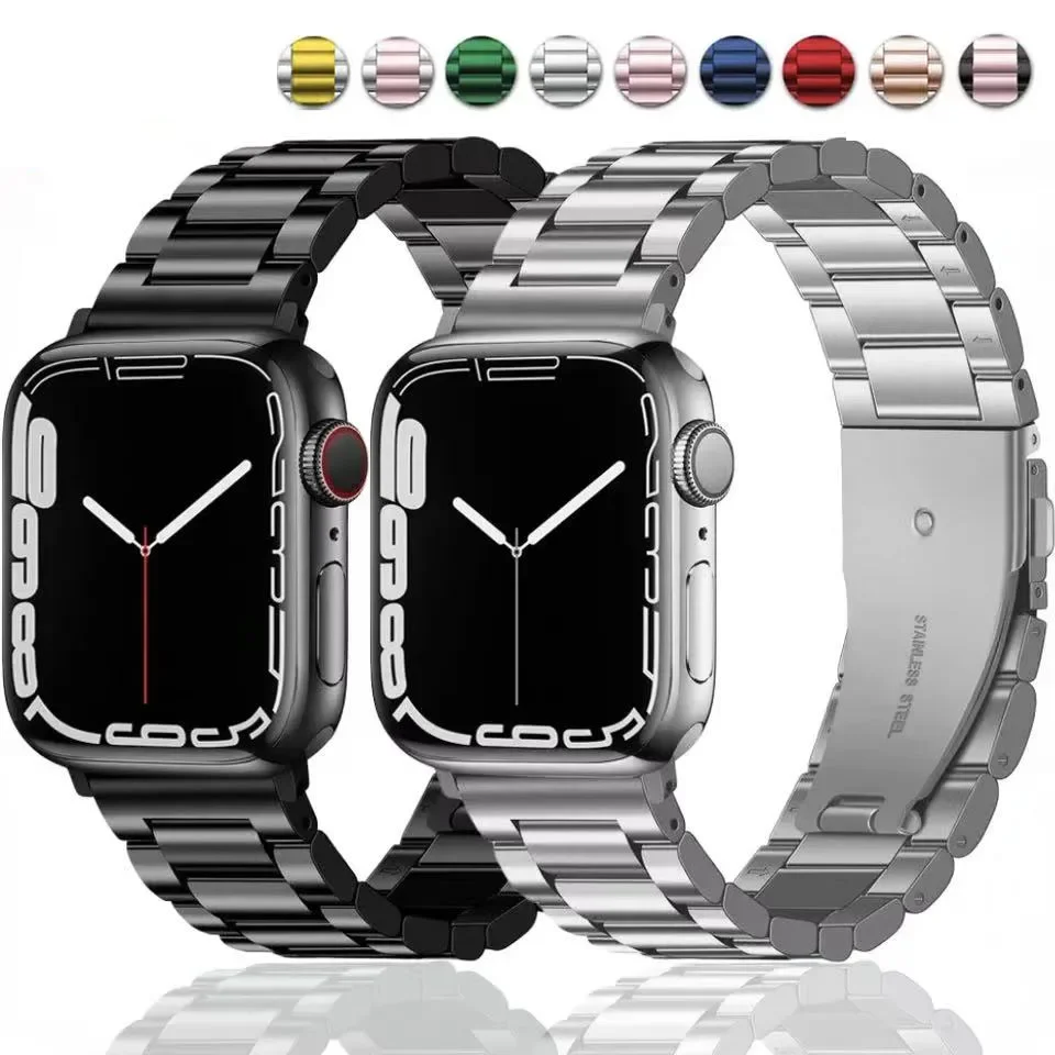 Ремешок из нержавеющей стали для Apple Watch Band 49 мм, 45 мм, 41 мм, 40 мм, 44 мм, 38 мм, 42 мм, металлический браслет Correa, ремень iWatch 10 46 мм Ultra 2