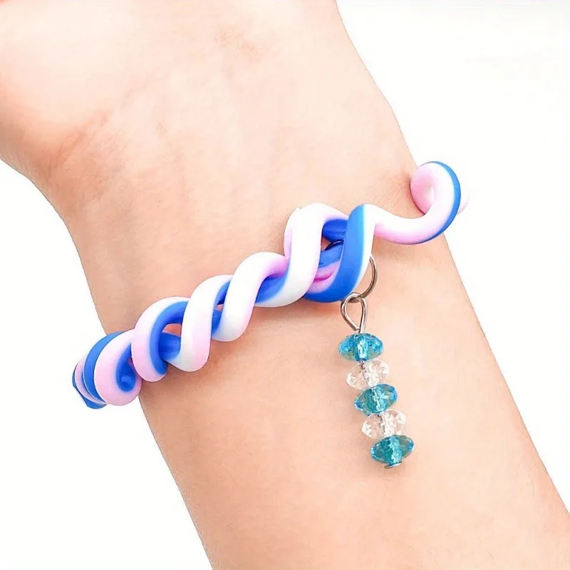 6pcs Vibrant spiral braids with enchanting bead charm - Sweet Y2K style hair clips for styling, phone line leggings accessories