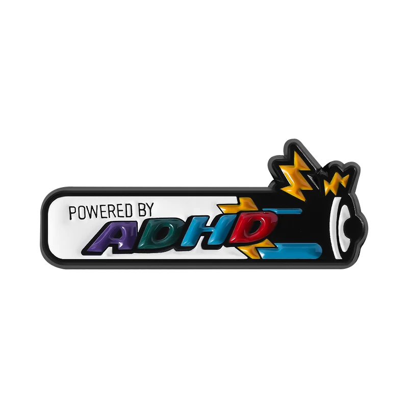 Angetrieben durch ADHS Batterie Emaille Pin Mental Health Awareness Neurodivergent Brosche Anstecknadel Schmuck Accessoires Geschenk für Freund