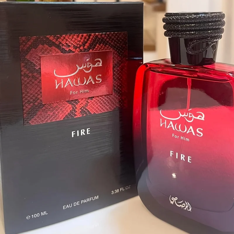 Hawas Fire Eau De Parfum Men Spray 3.4 Fl Oz عطر عربي جريئة للرجال مع جوهر ناري استمتع بفاخر وطويل