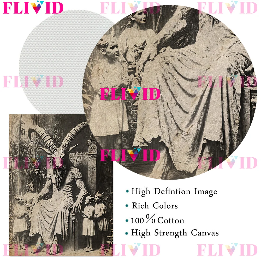 Pagan Demon Worship Decor Vintage Wall Art Canvas Painting,Hell Satan,Lucifer,Baphomet Art Antique Photo Poster Print Unframed