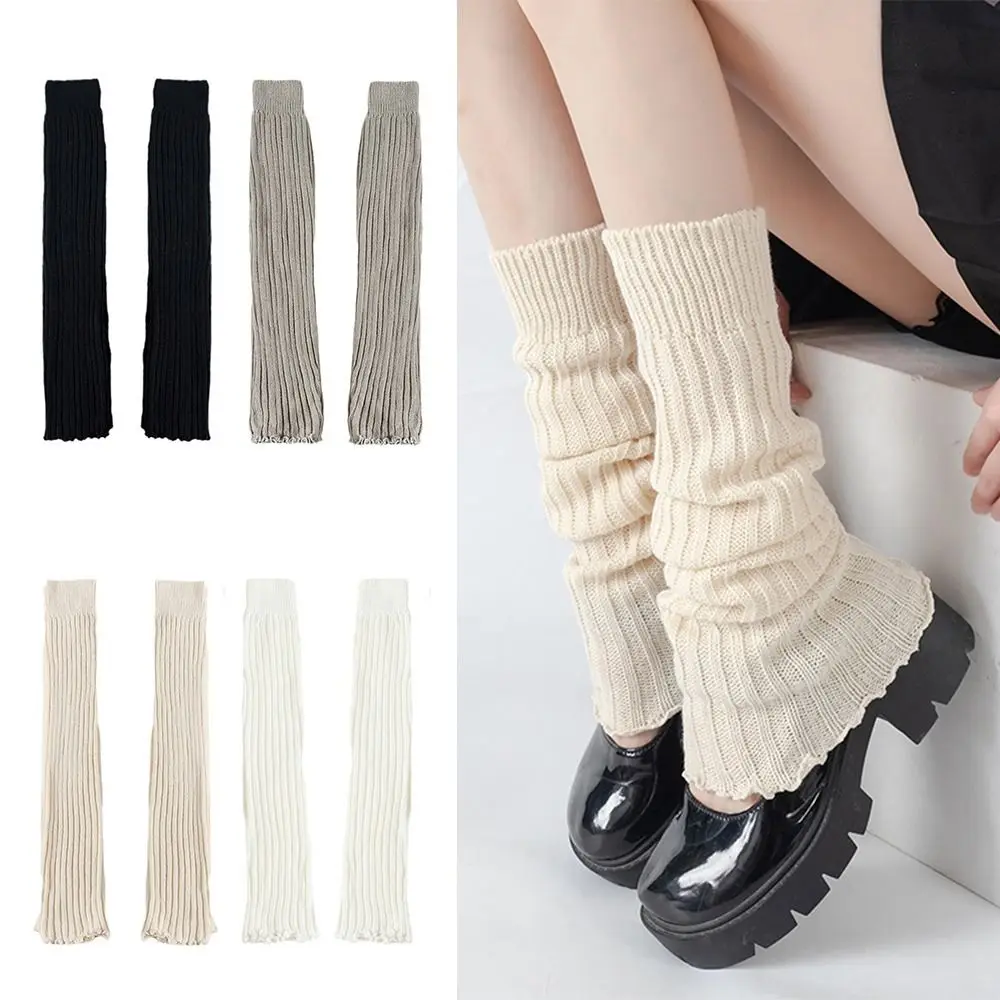 

Solid Color Lolita Leg Warmers Crochet Pattern Thickened Knitted Foot Cover Warm Foot Cover Middle Tube Socks Casual Outfit