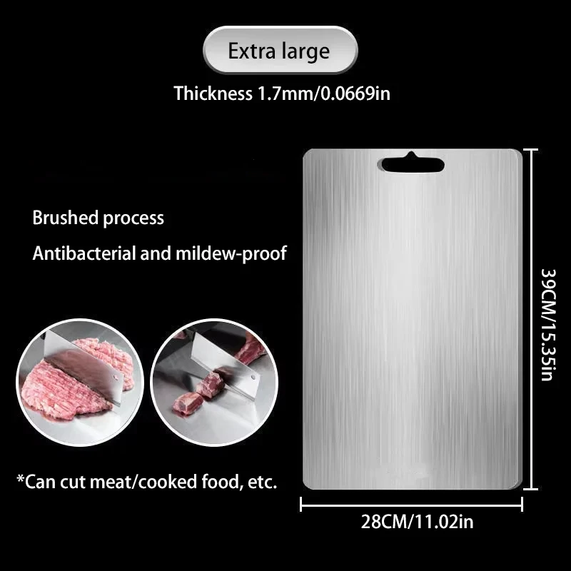 Titanium Cutting Stainless Boards for Kitchen Board 316 Steel Thickened Double Sided Food Grade Portable Fruit Meat Chopping view 6