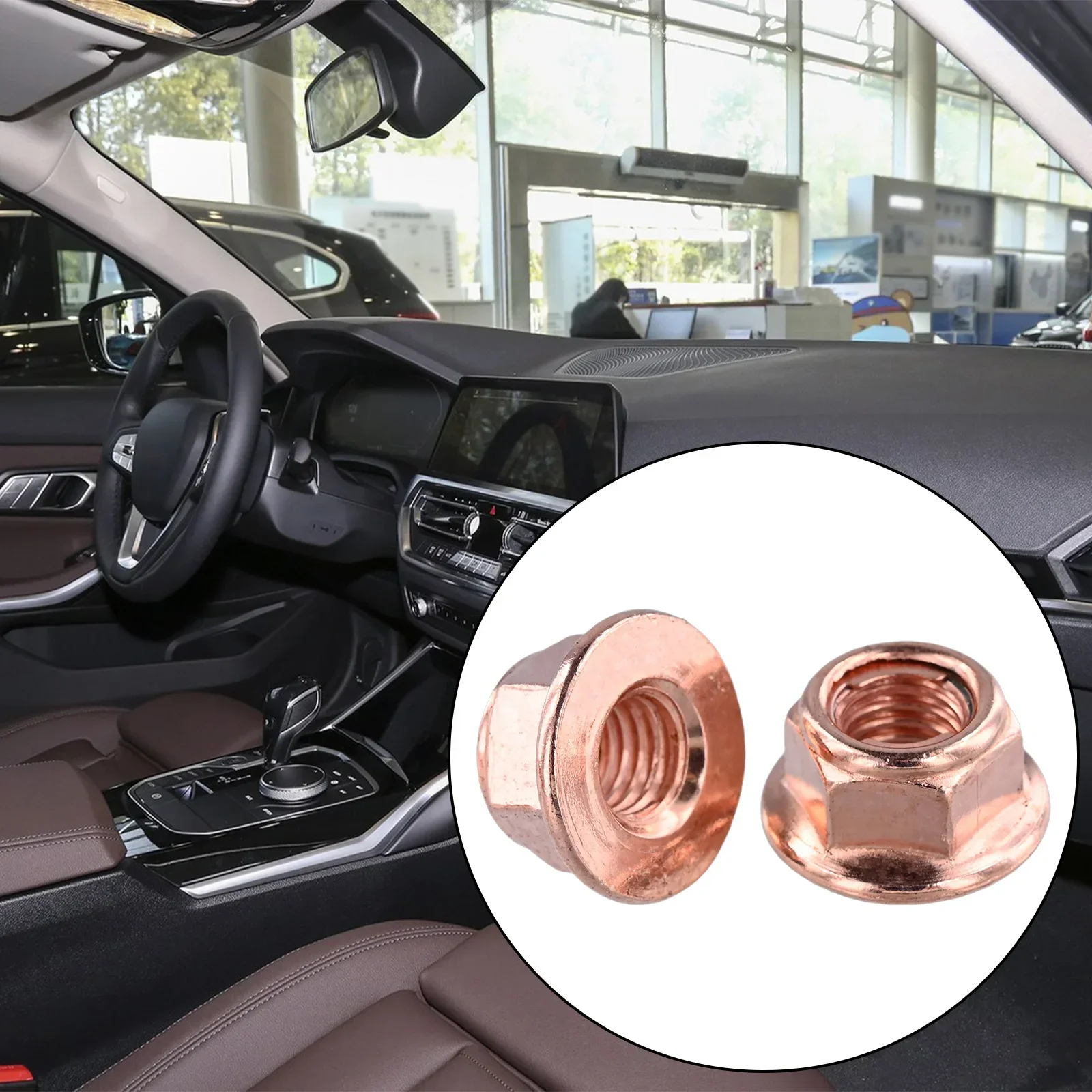 50pcs Car Exhaust Manifold Lock Nuts Copper Plated M8x1.25 For BMW Metal Nut M8 X 1.25 Mm Car Accessories Tools