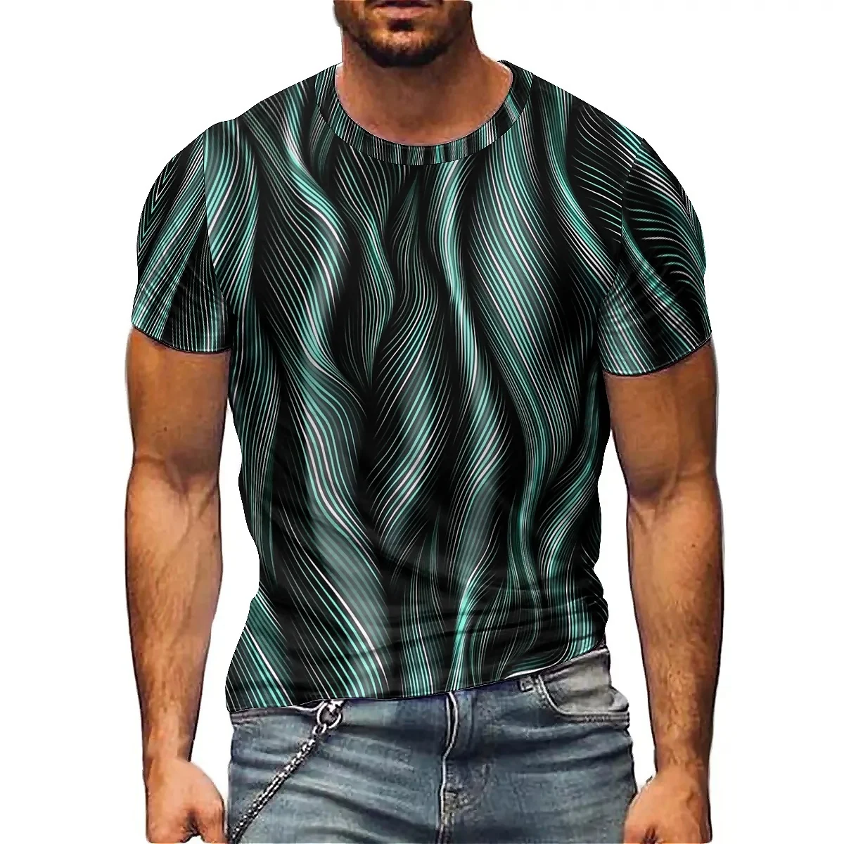 

Men's Stylish Artistic 3D Printed Short-Sleeve T-Shirt - Summer Sports, Shirt-Style, Full-Body Print