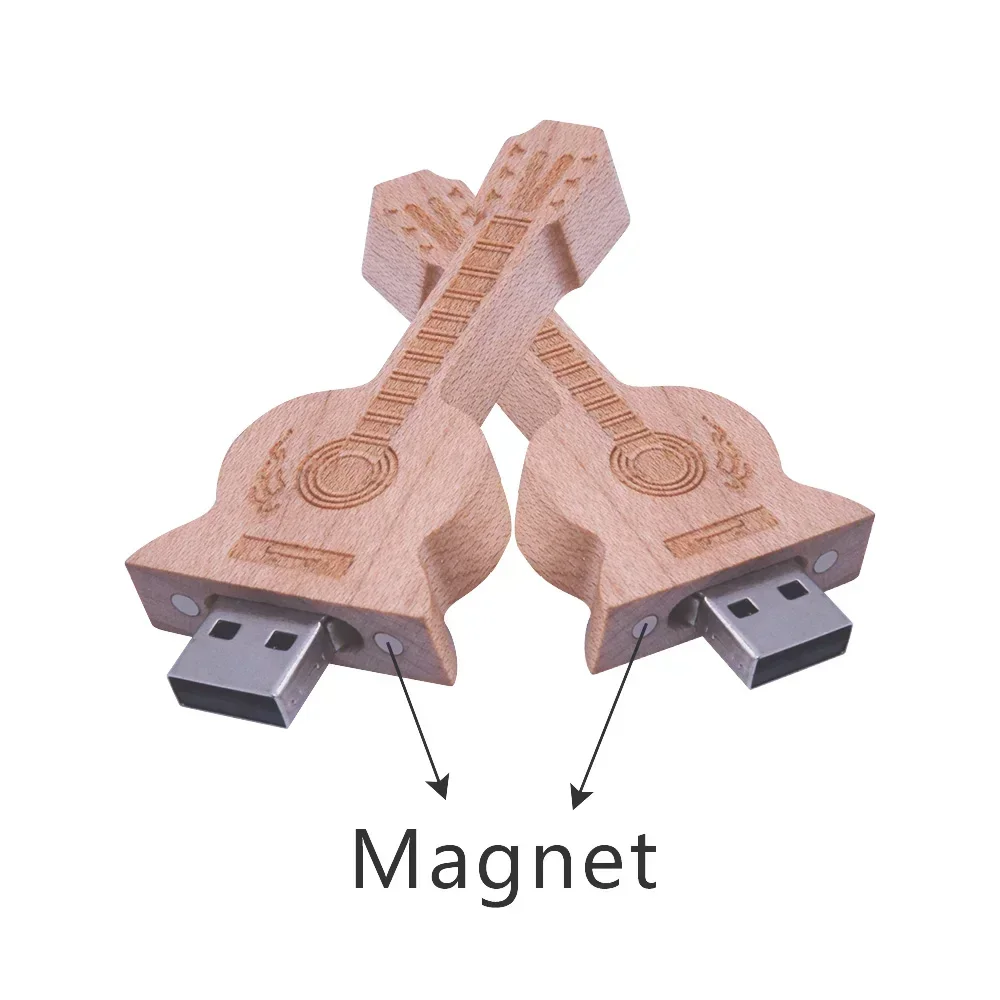 50pcs/lot customized wooden guitar pen drive usb flash drive memory Stick pendrive 4GB 16GB 32GB 64GB 128GB Cle usb Free Logo