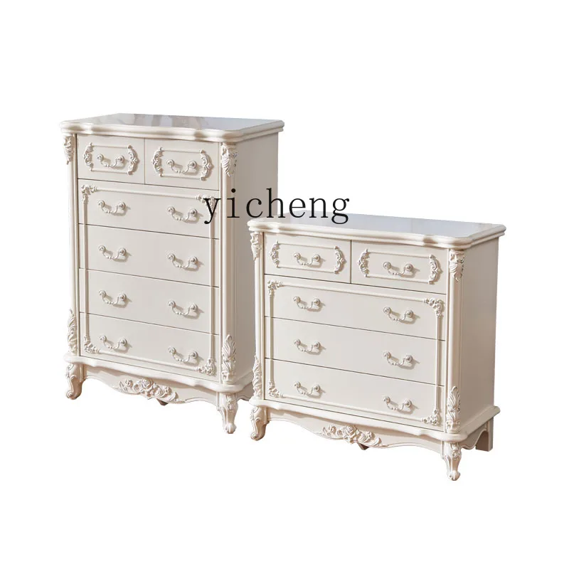 

ZK Chest of Drawers White Paint Solid Wood Large Capacity Bedroom Chest of Drawers Simple Storage Cabinet