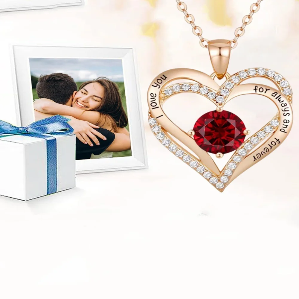 Luxury Red Zircon Pendant Necklaces With Rose Flower Gift Box For Girlfriend  I Love You Gifts 2025 Trendy Wedding Jewelry