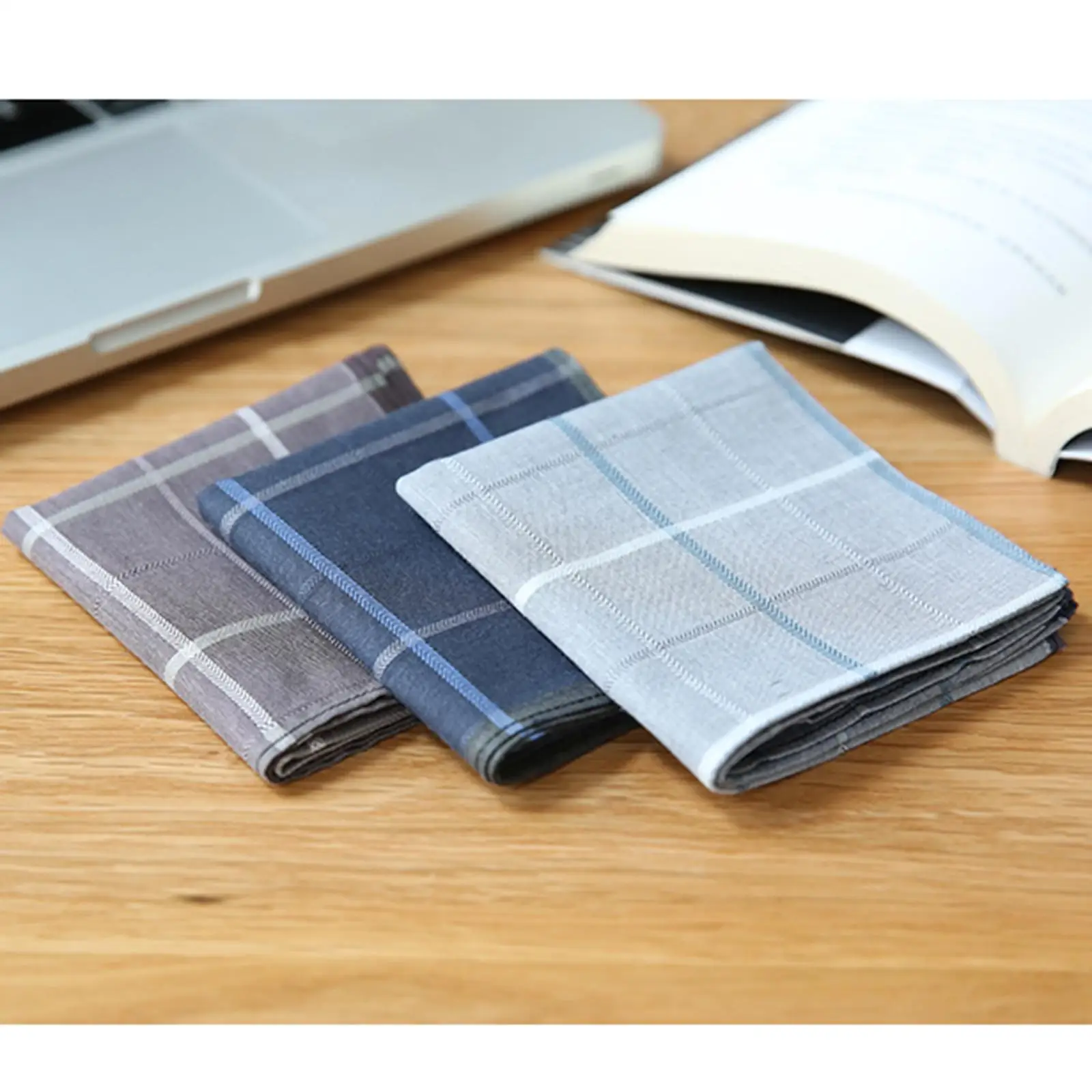 3x Men 43x43cm Square Hankies Gift for Father for Party Wedding