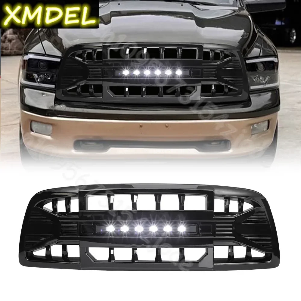 center gril car styling 2009 2010 2011 2012 for Dodge Ram1500 Glossy Black Front center grill Armor Grille w/LED Off-Road Lights