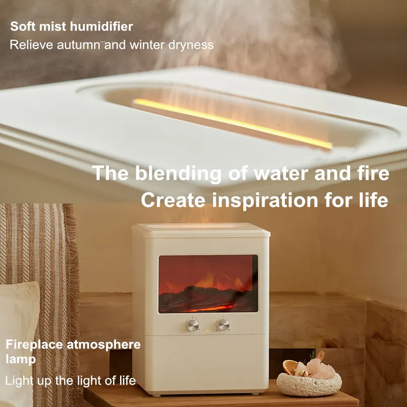 Realistic Flame Humidifier – Ultrasonic Cool Mist With LED Fire Effect, 3L Large Capacity, Quiet Operation For Bedroom/