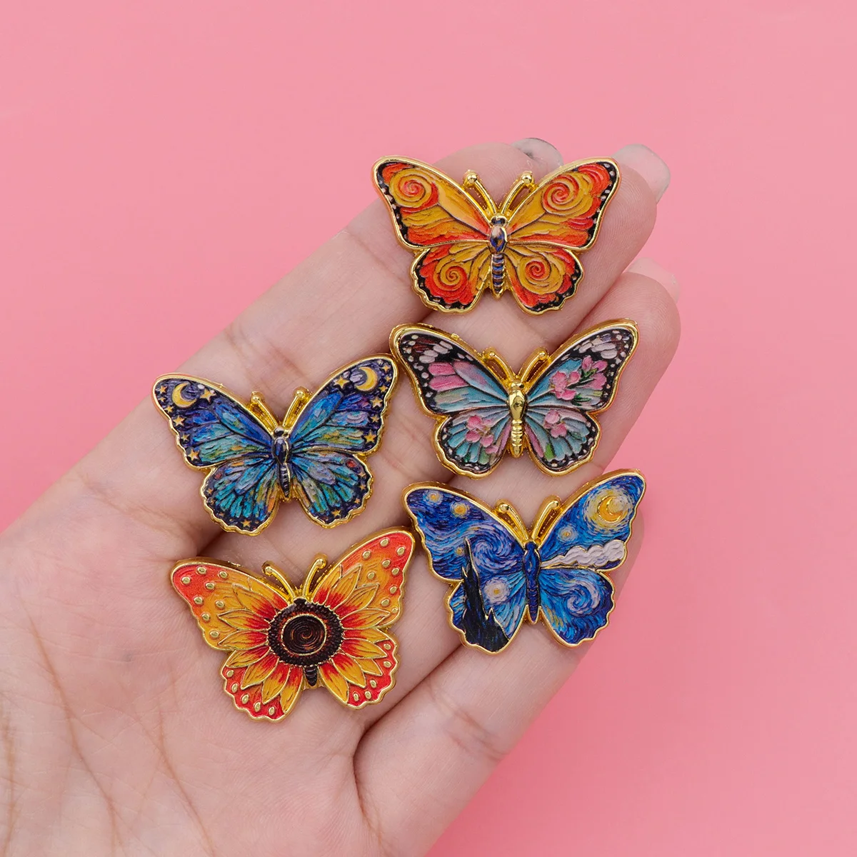 فان الغوه الفن اللوحة المينا دبوس التلبيب دبابيس لحقائب الظهر فراشة شارات لعوب بروش للملابس مجوهرات هدايا للأصدقاء