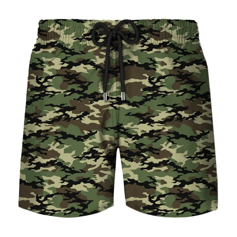 Calções de tabuleiro de camuflagem clássicos masculinos, estampados em 3D, calção de secagem rápida, calções de gelo frios, moda infantil, verão