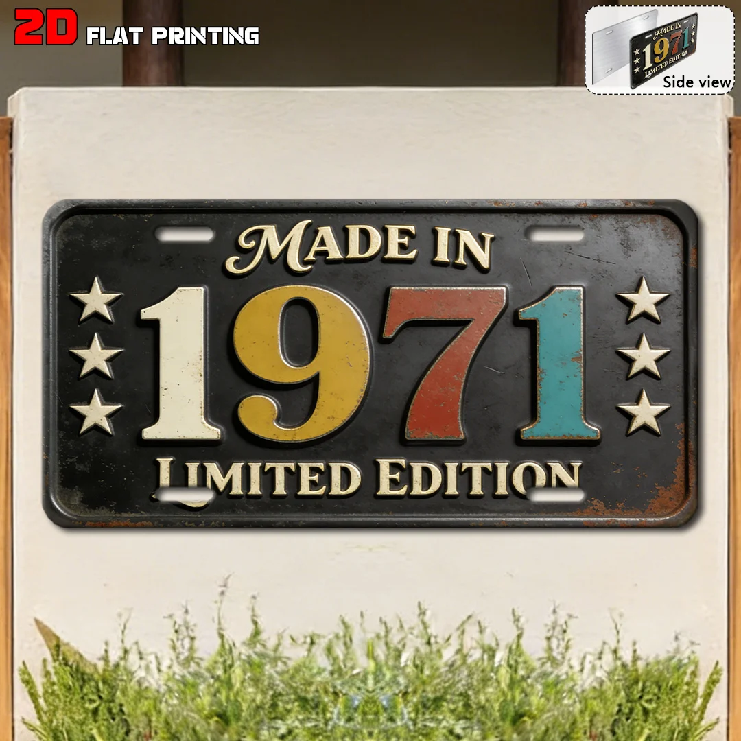 Vintage Distressed Year Number Text Slogan License Plate Metal Tin Sign Retro Wall Decor For Bar Cafe Home Garden