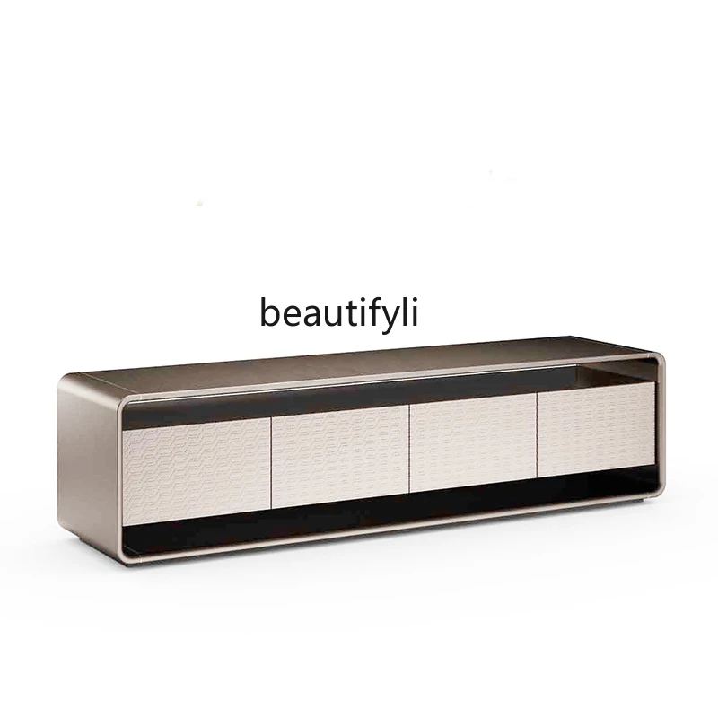 Italian-Style Light Luxury TV Cabinet Post-Modern Minimalist Living Room Locker Designer Style Stainless Steel Floor Cabinet