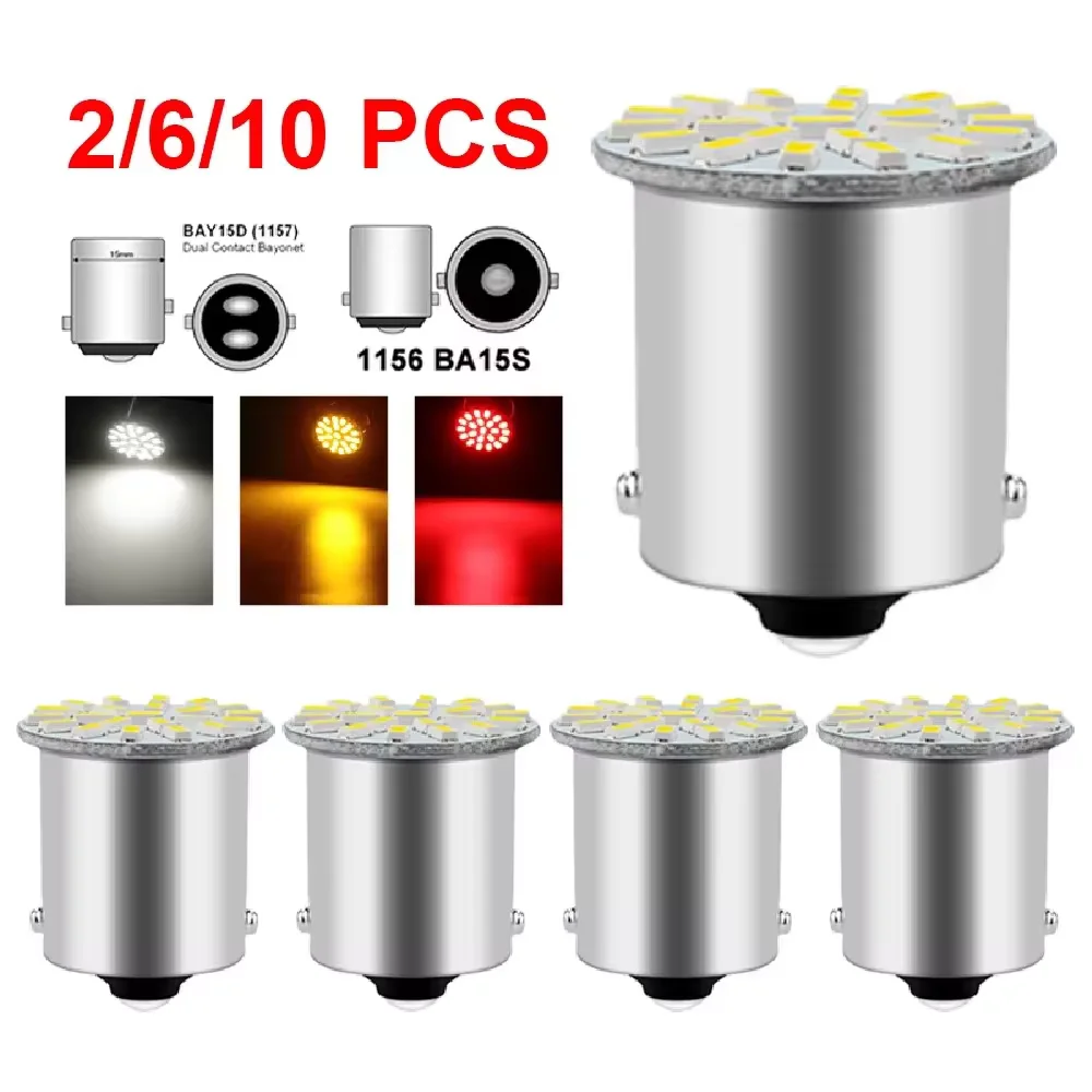 Turn Signal Lights LED Bulb 1156 BA15S R5W R10W 1157 BAY15D 3014 22 SMD Daytime Running Lamp 6000K White