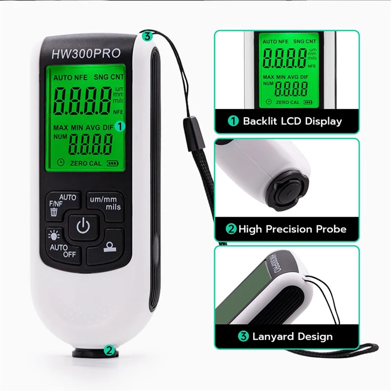 

ABZL Paint Thickness Gauge Meter,1Μm Precision Coating Detector For Automotive Paint&Metal Plating,0-2000Μm Range