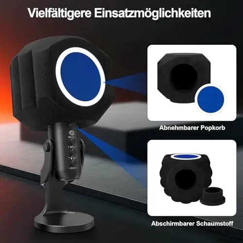Acoustic Foam Microphone Isolation Shield with Pop Filter 150 g Lightweight Sound Absorbing for Home Studio Podcast Vocal