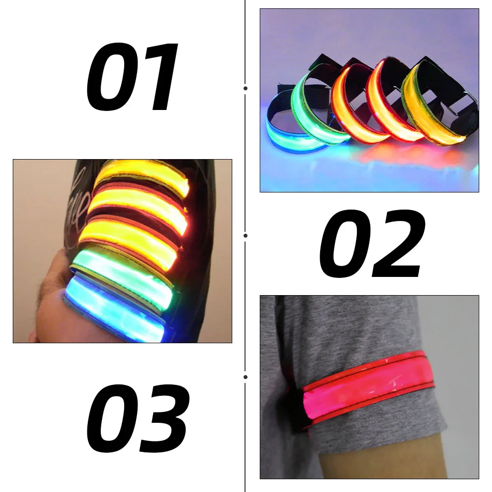 

2 pcs LED Light Up Armband Wristbands Waterproof Reflective Safety Belt Glow Bracelet for Night Running Outdoor Sports 60H