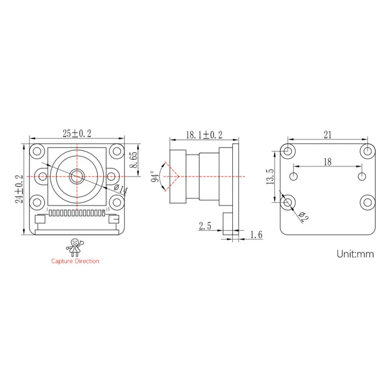 

SKU-32500 Waveshare IMX290 2MP Camera Module A , IMX290 Sensor Chip, Better Sensitivity In Low-Light Condition, Distortion-Free