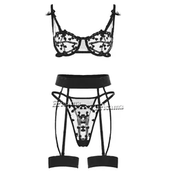 Push Up Lingerie Bra Panty Sets For Women Sexy Lingerie Set Lace Underwire Gathering Chest Underwear Embroidery Bralette Set