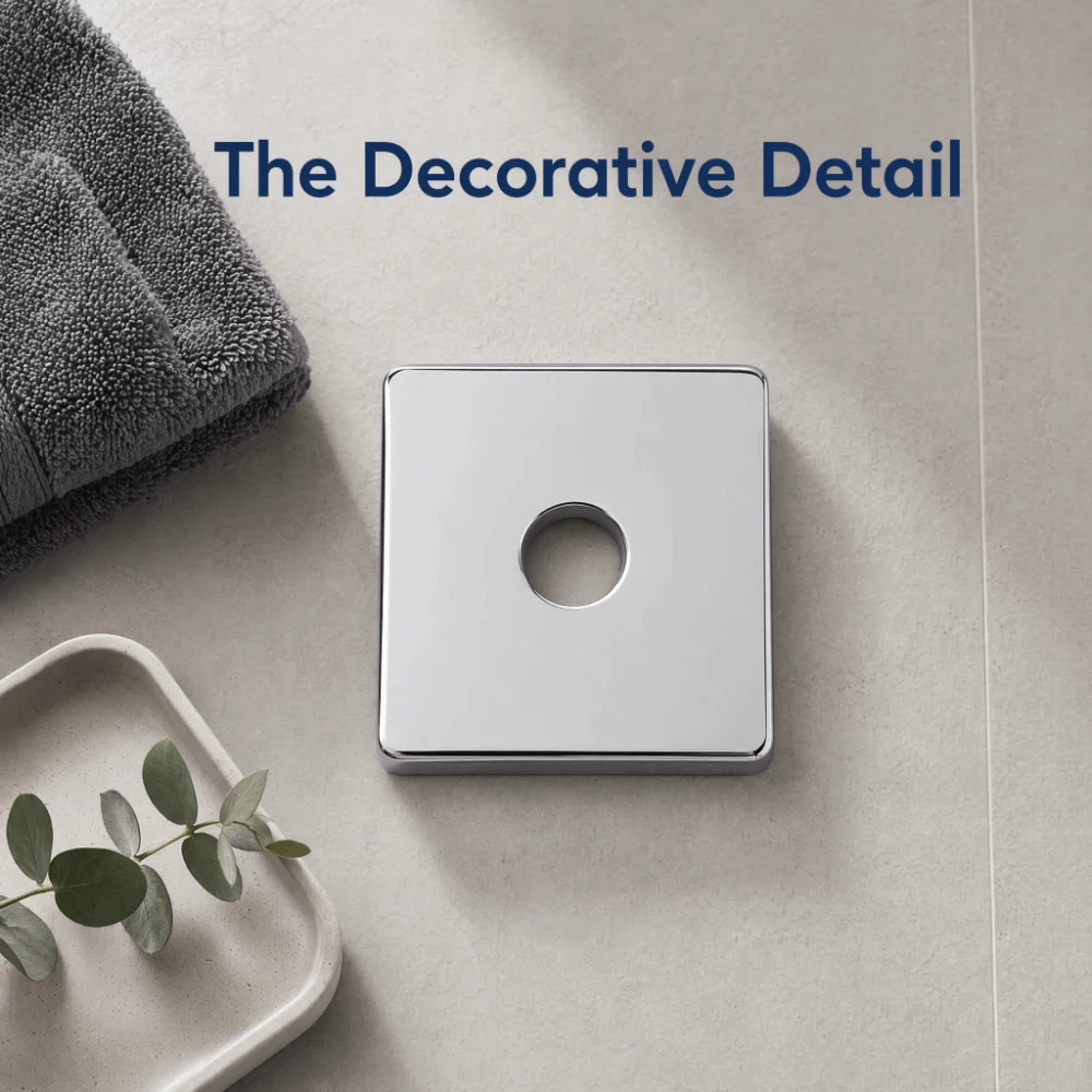 C2 Square Shower Arm Cover Plate Stainless Steel Electroplating Finish Shower Arm 3.5 Inch Wall Mount Pipe Wall Cover Plate