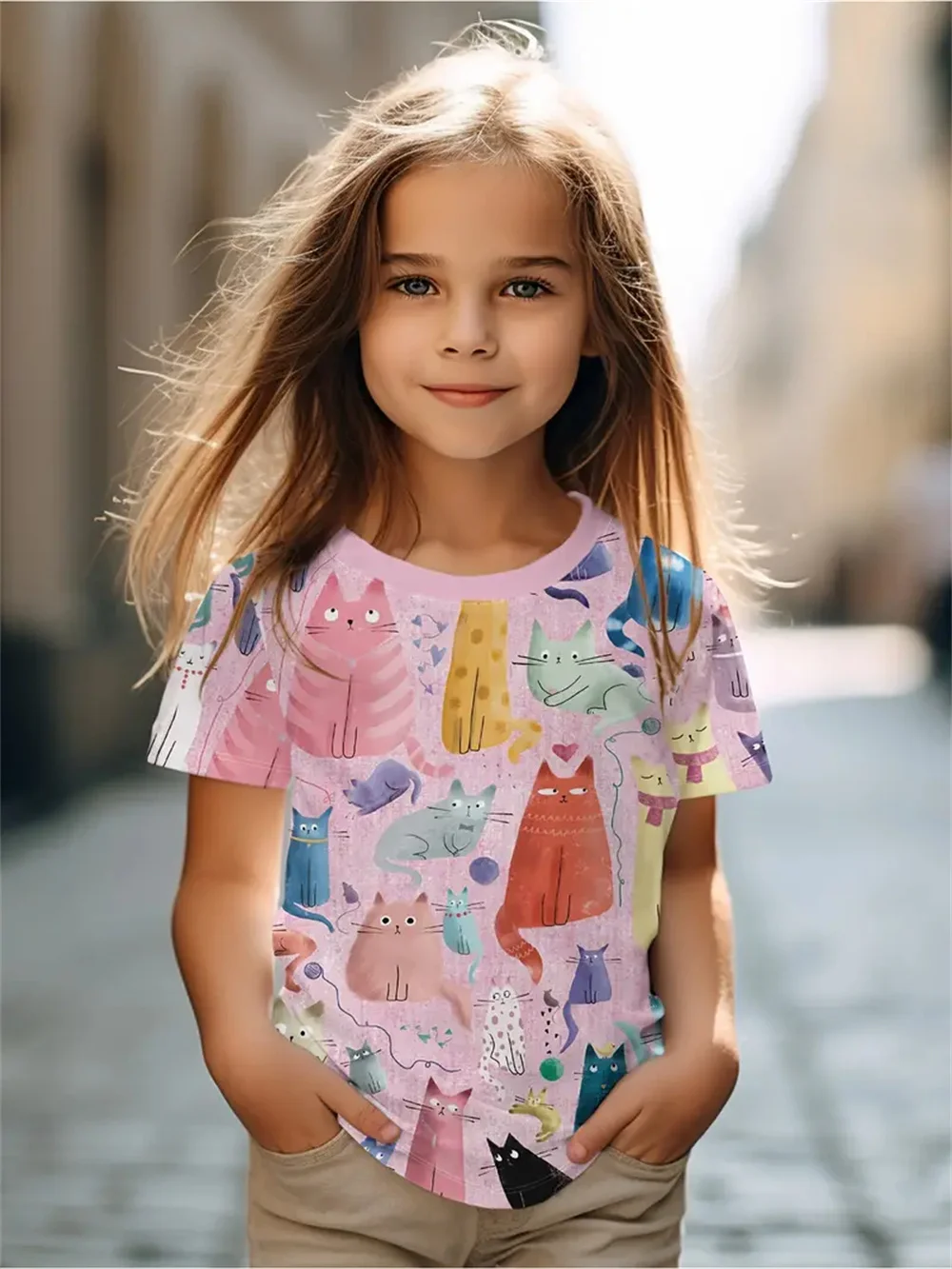 2025 Camisetas casuales, ropa para niñas, nuevas camisetas divertidas con estampado 3d de animales para niñas, camisetas de manga corta a la moda para fiestas